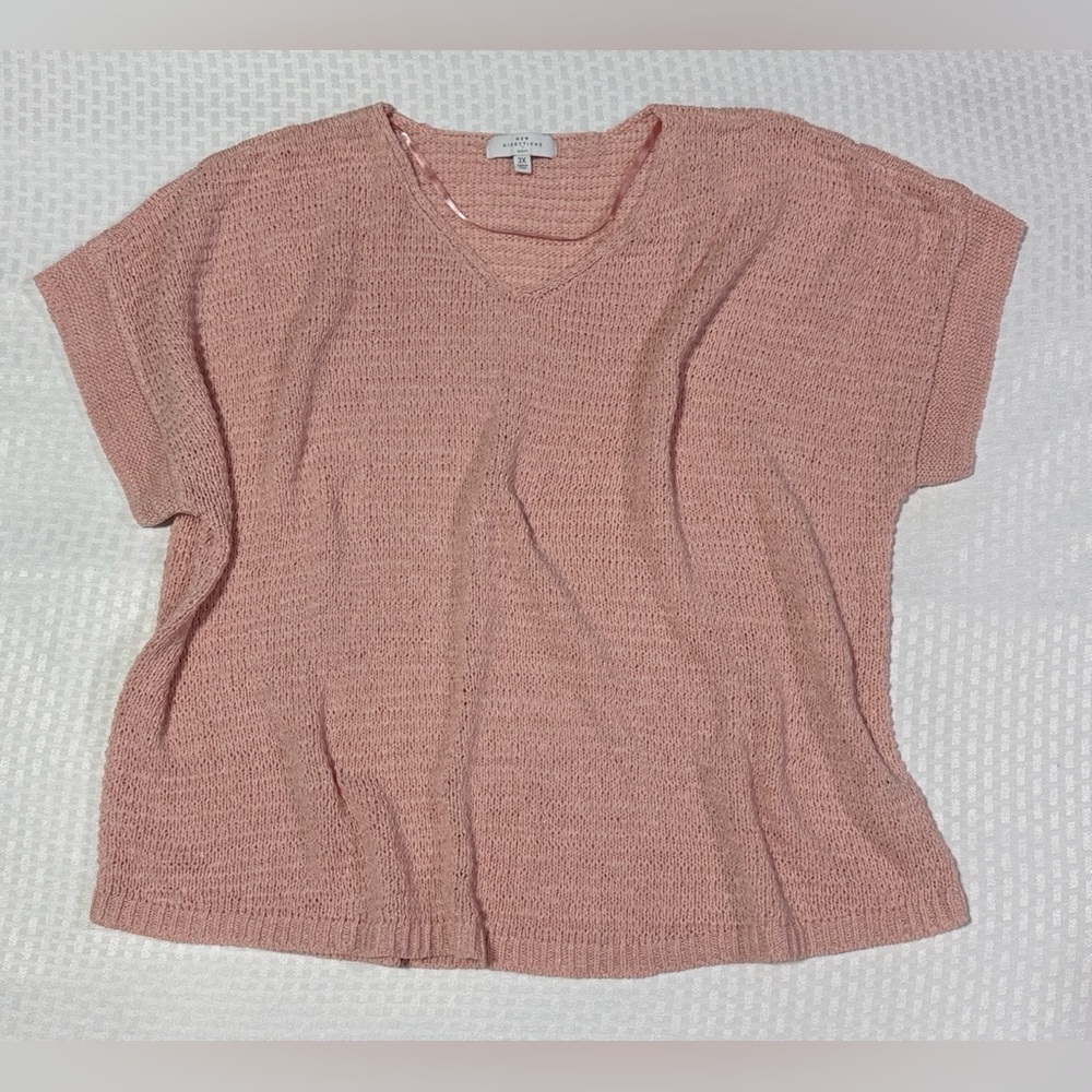 New Directions 3X Pink Oversized Lightweight Knit Sweater